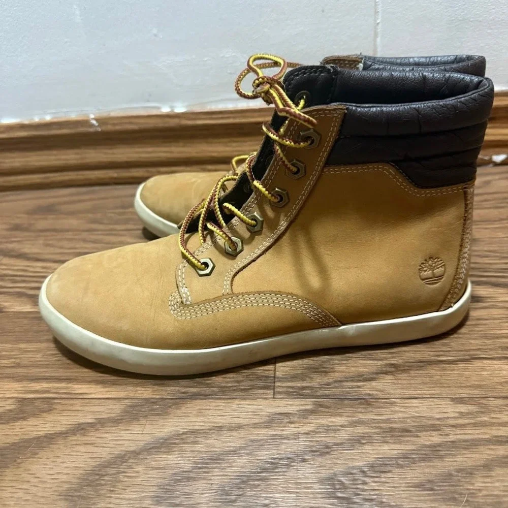 Timberland Mens Tan Leather High Top Lace Up‎ Fashion Sneakers Boots Size 7.5